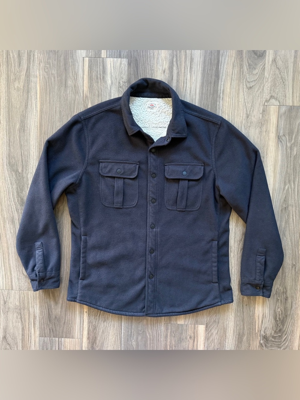 Faherty Black Fleece Jacket Size L